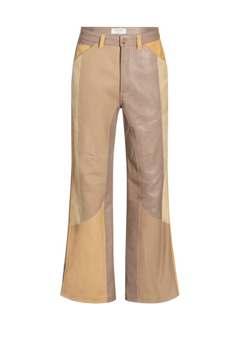 PATCHWORK DEADSTOCK LEATHER STRAIGHT LEG TROUSERS