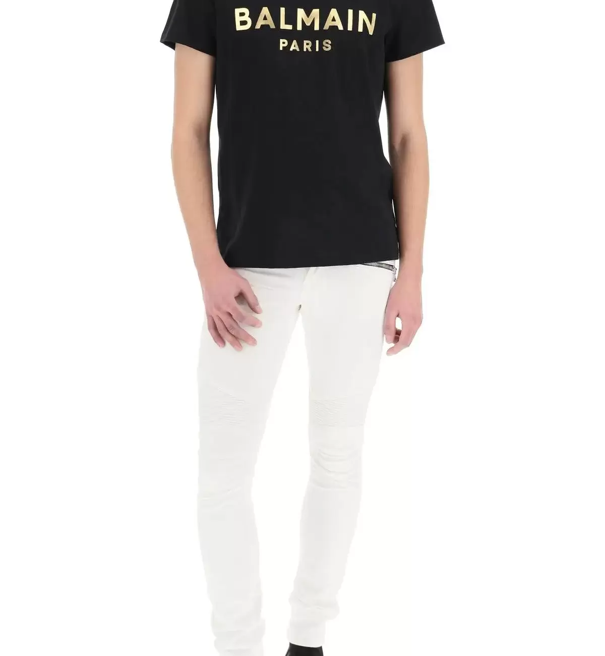 GOLD-TONE LOGO PRINT T-SHIRT BALMAIN