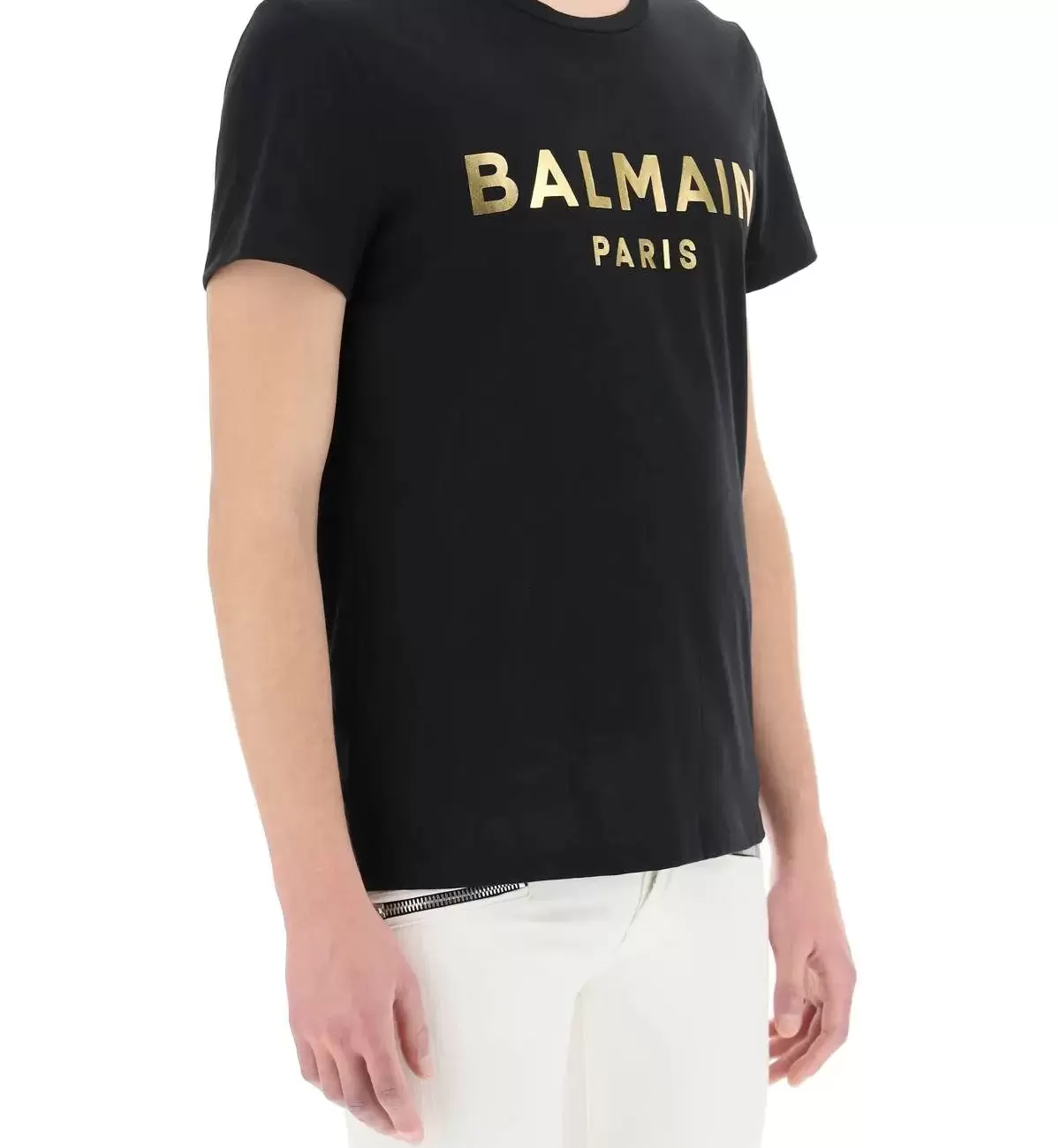 GOLD-TONE LOGO PRINT T-SHIRT BALMAIN