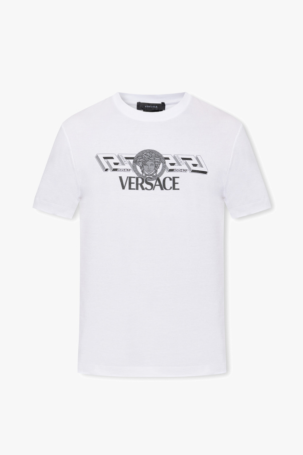 VERSACE WHITE T-SHIRT WITH LOGO