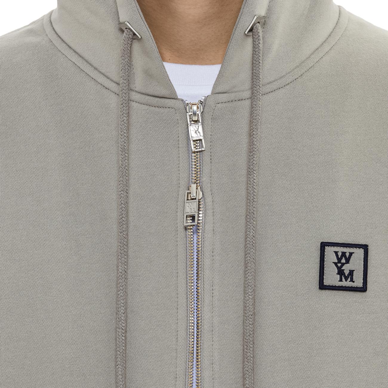 Gray back logo hooded zip-up
