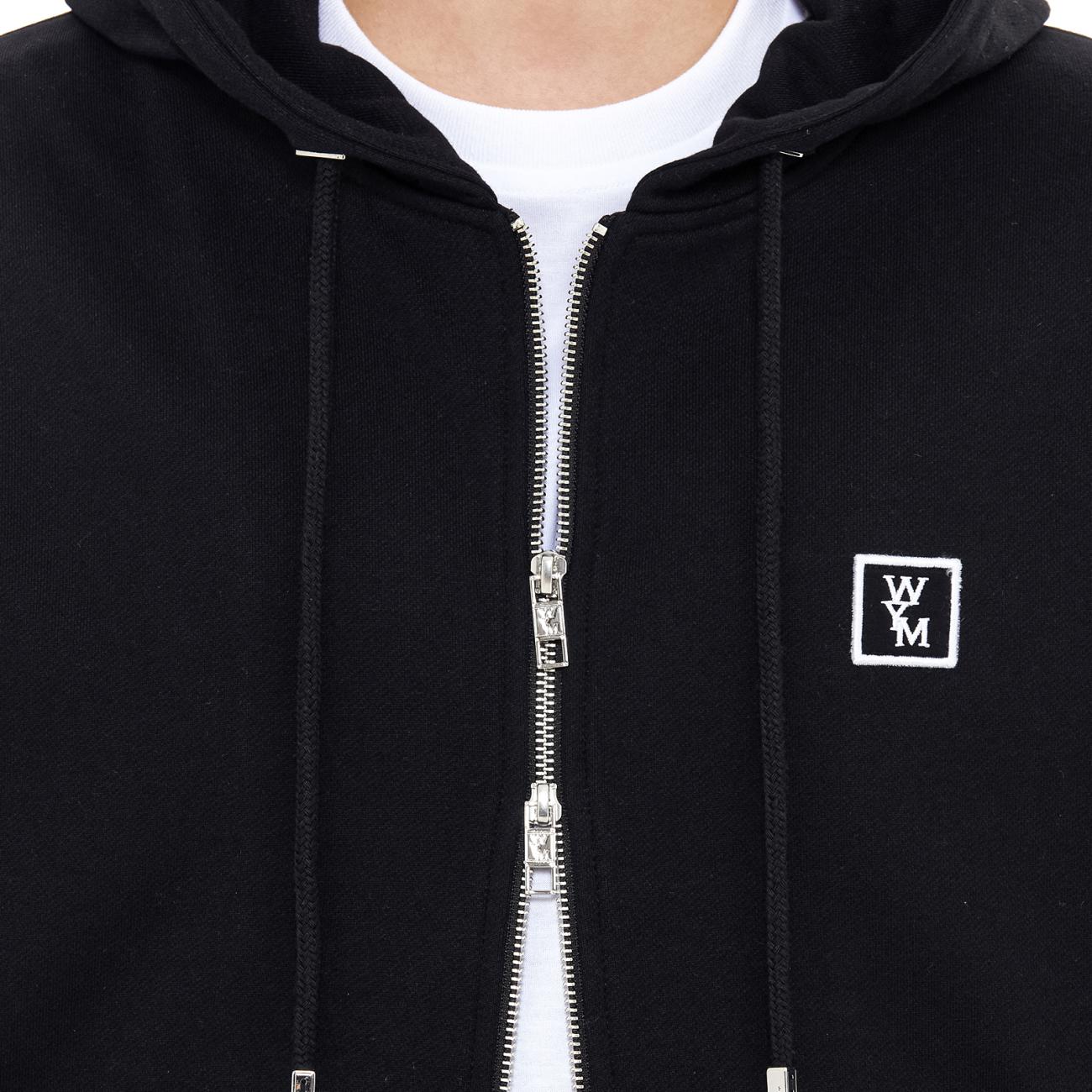Black back logo hooded zip-up