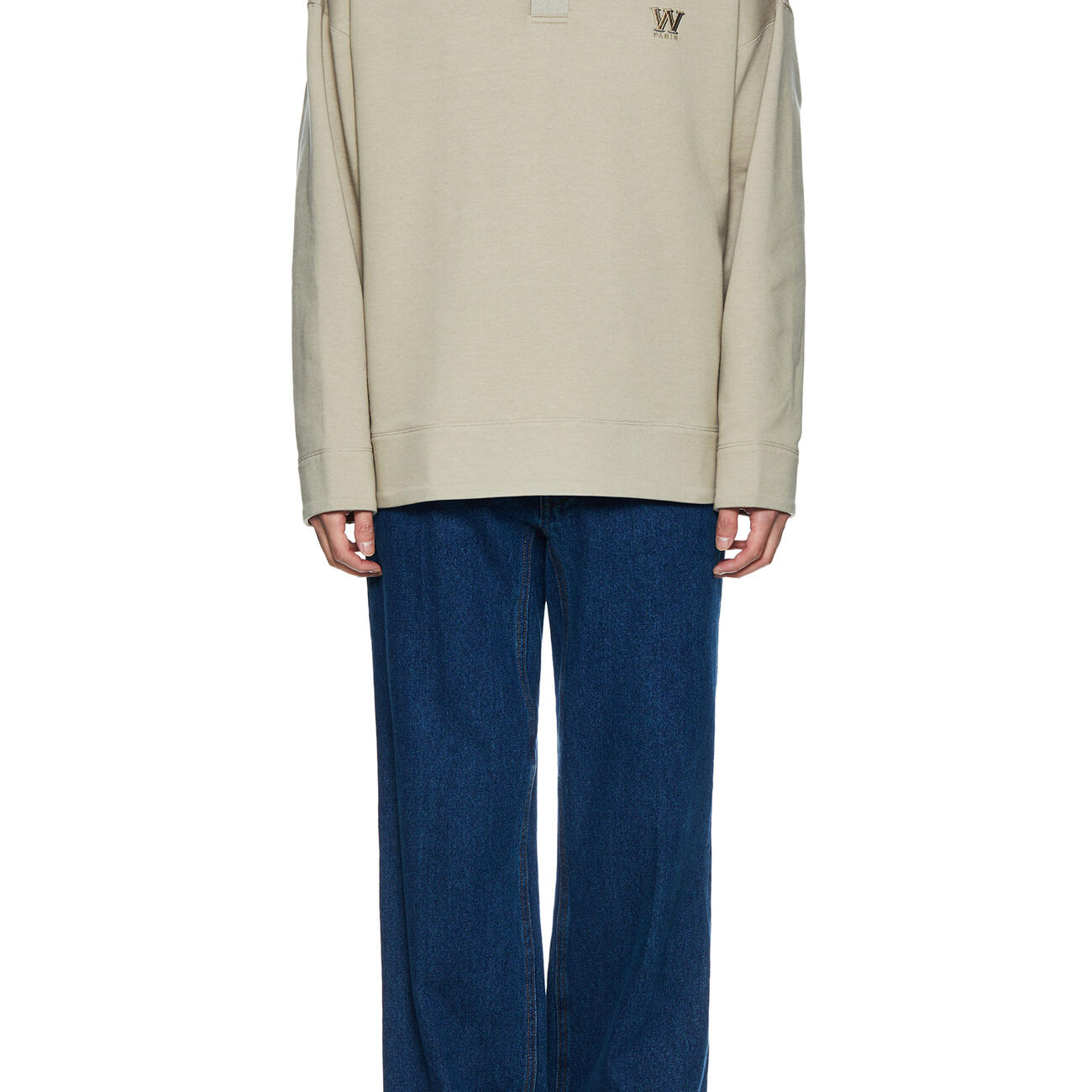 Beige W embroidered polo shirt