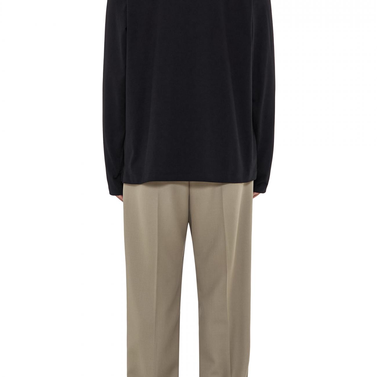 Black Cotton Backlogo Long Sleeve T-shirt