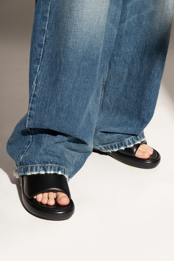 BALENCIAGA BLACK ‘RISE’ WEDGE SLIDES