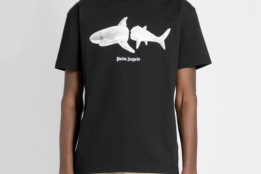 Palm Angels Men's Black Classic Shark Tee