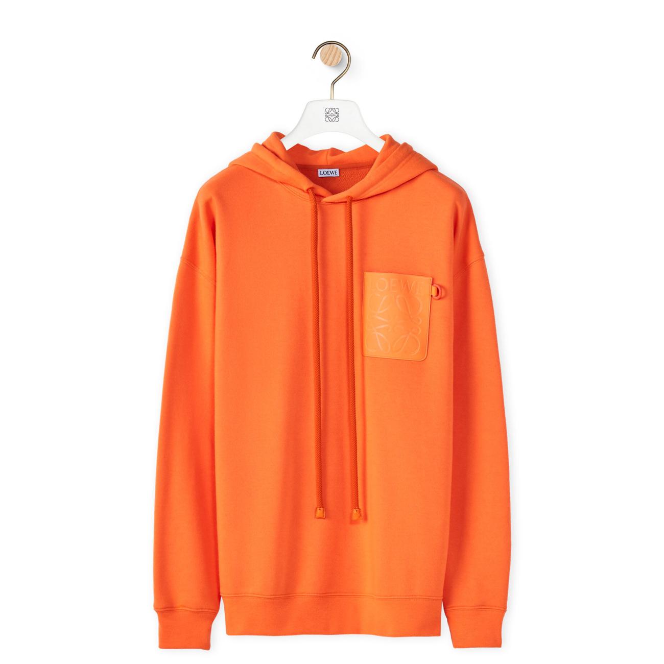 Logo Anagram Leather Patch Hoodie in Fluo Orange