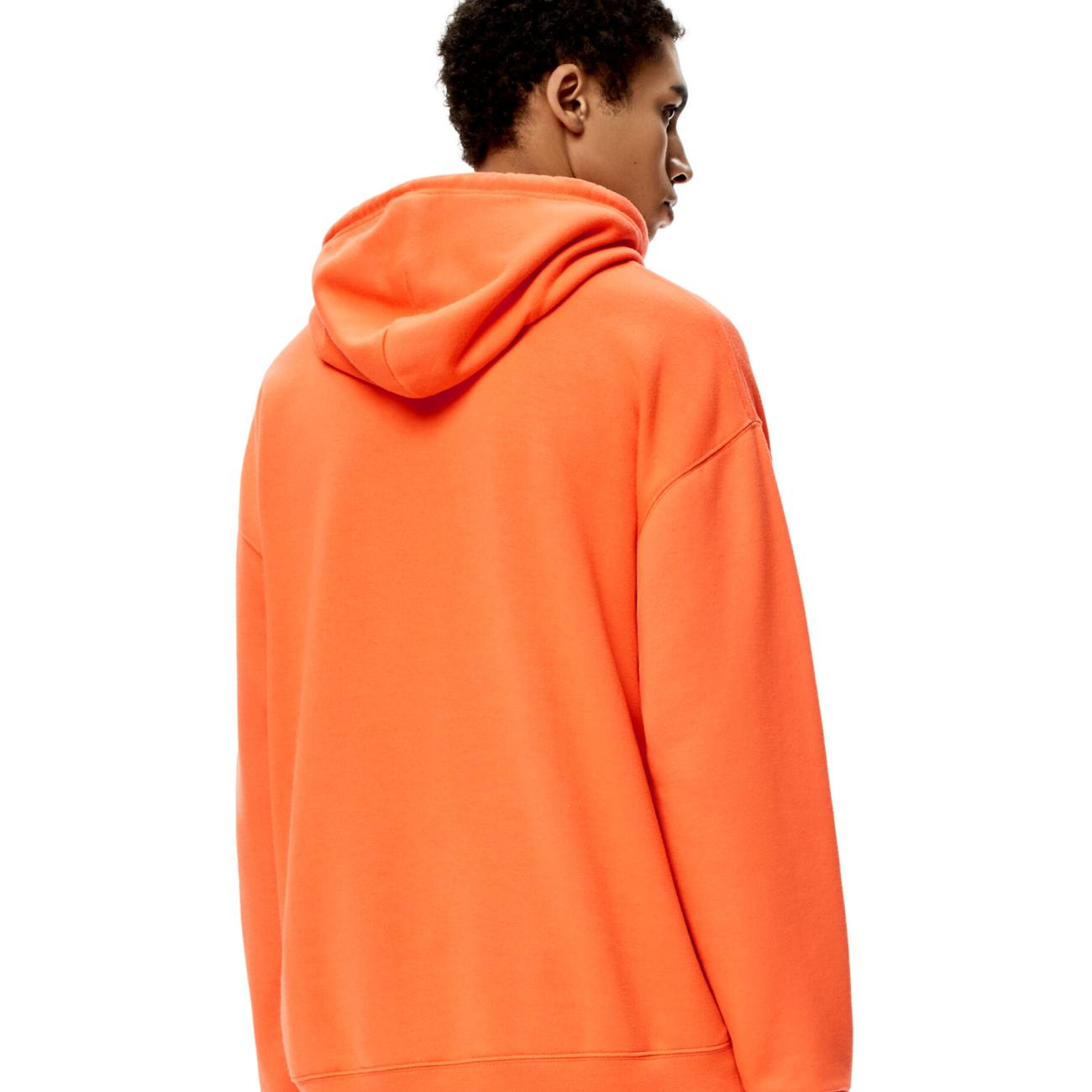 Logo Anagram Leather Patch Hoodie in Fluo Orange