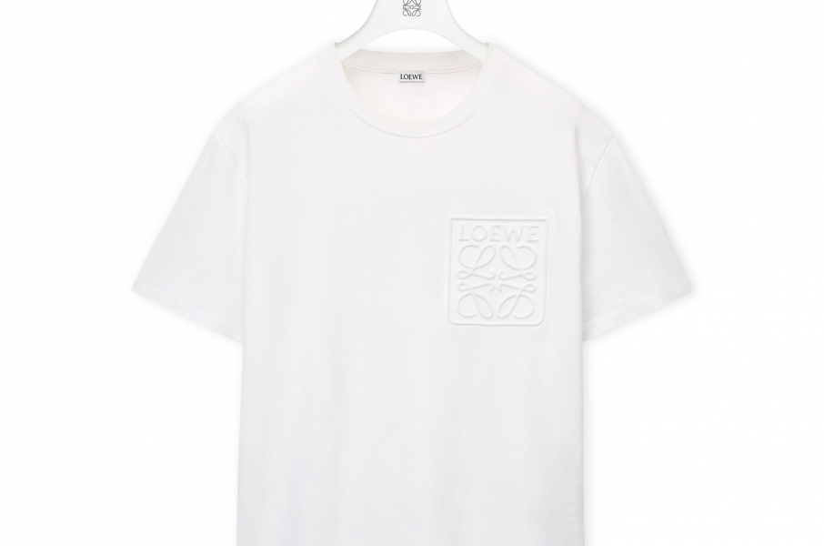 Debossed Anagram T-shirt in cotton white