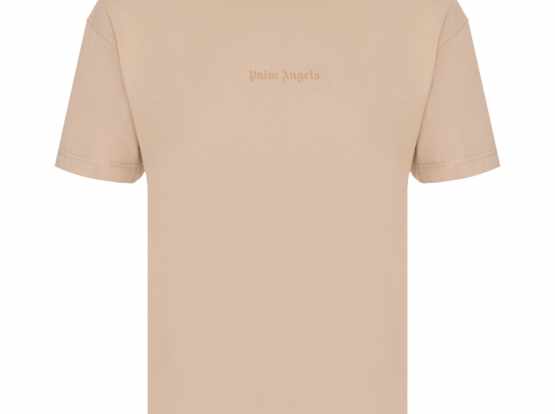 PALM ANGELS Logo cotton t-shirt beige