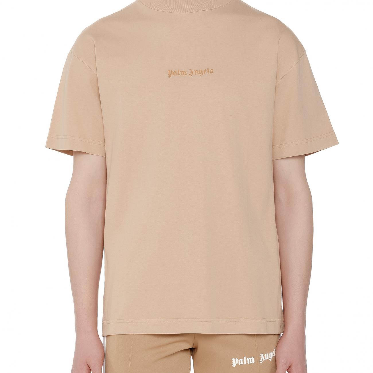 PALM ANGELS Logo cotton t-shirt beige