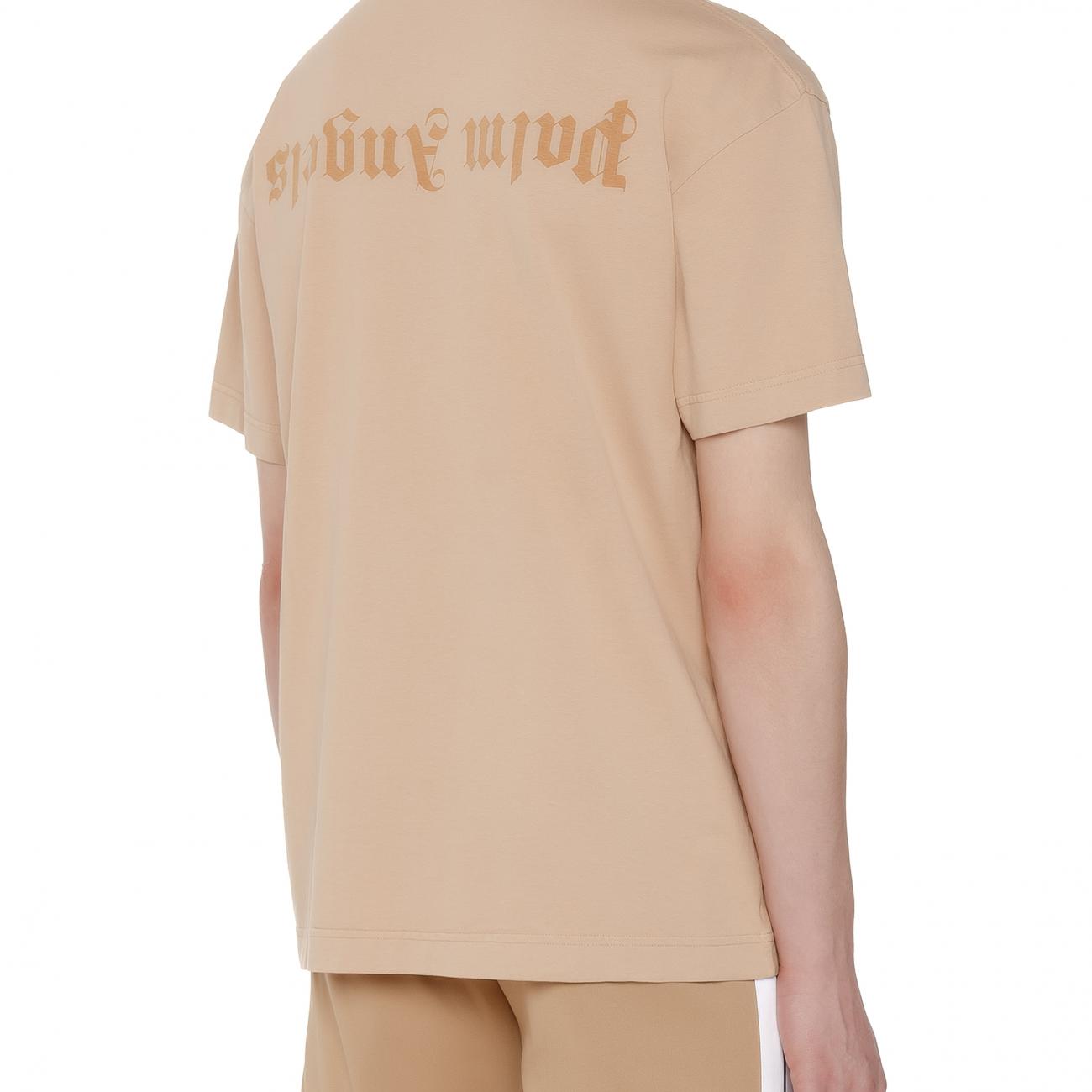 PALM ANGELS Logo cotton t-shirt beige