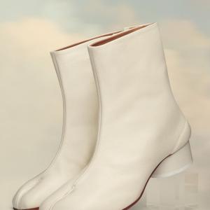 White Tabi ankle boots