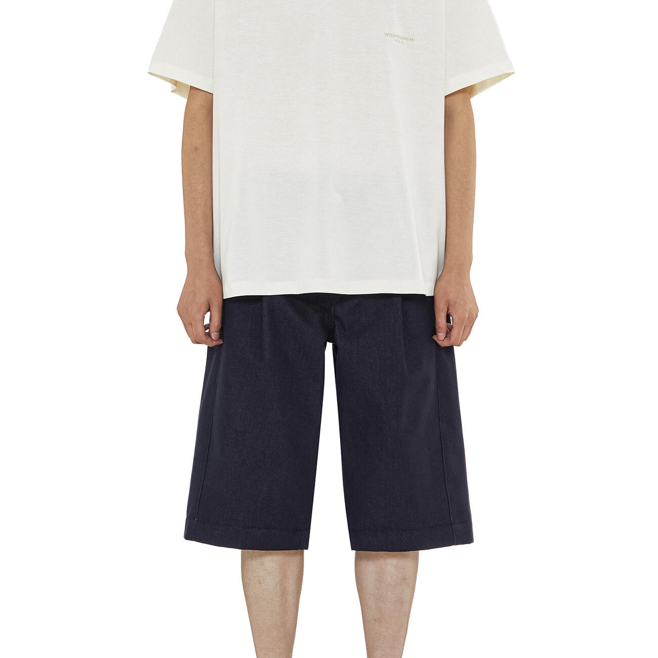 Ivory Cotton and Leather Patch T-shirt