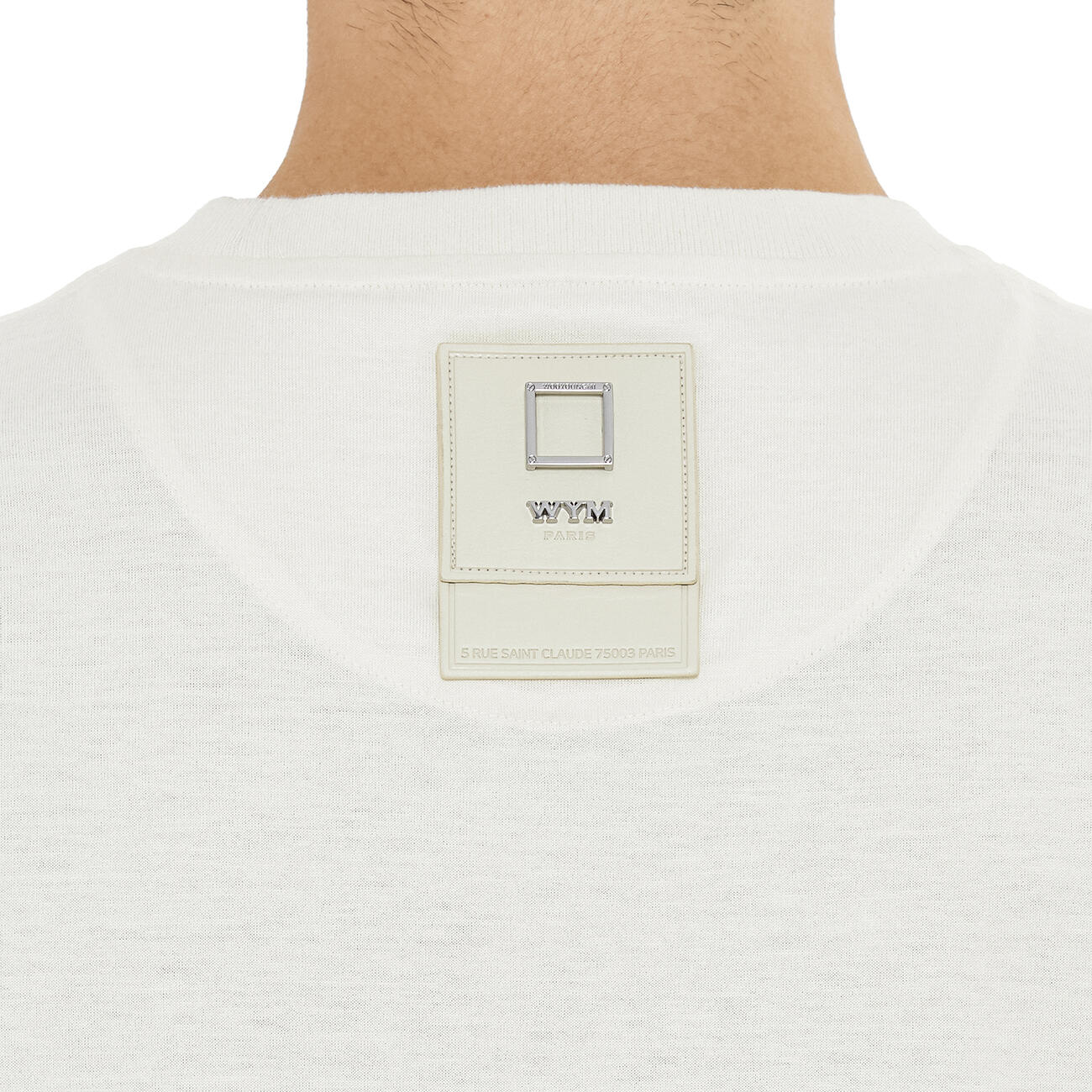 Ivory Cotton and Leather Patch T-shirt