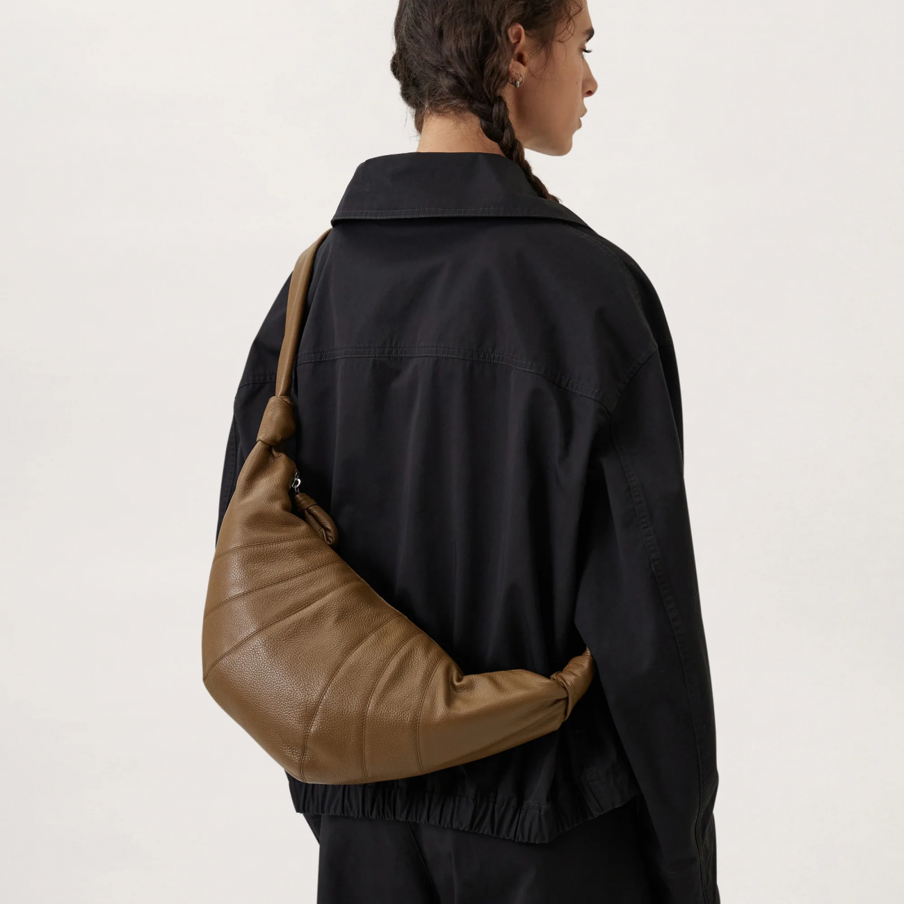 MEDIUM CROISSANT BAG - SOFT GRAINED LEATHER - OLIVE BROWN