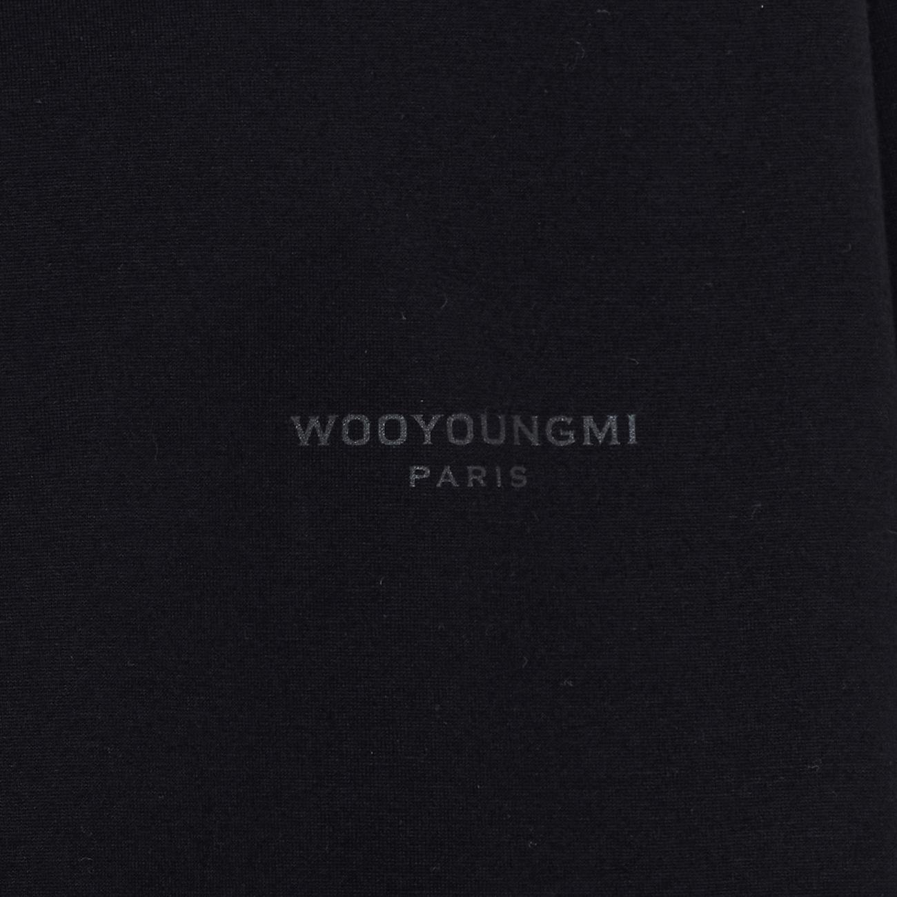 BLACK COTTON AND LEATHER PATCH T-SHIRT