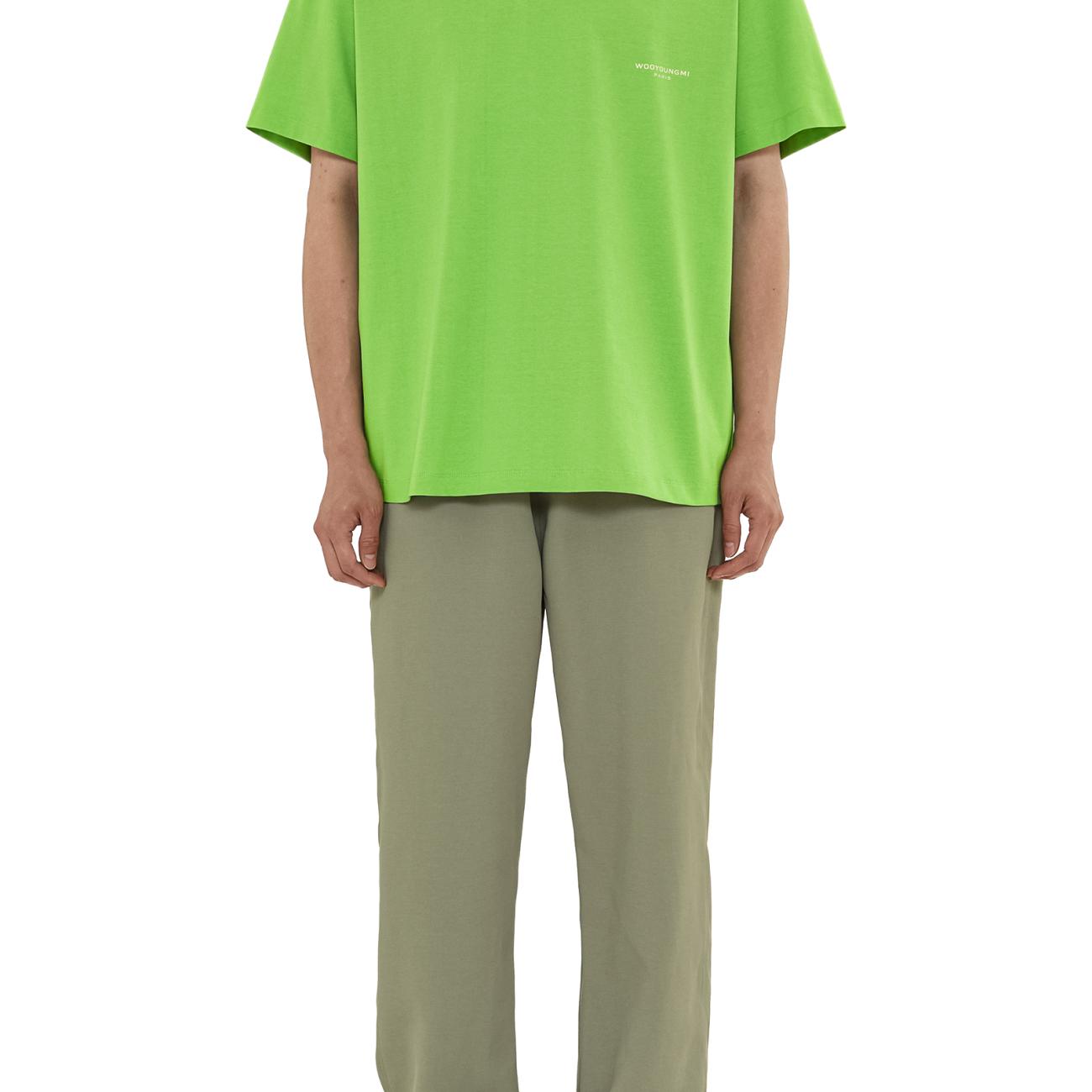 Green Cotton and Leather Patch T-shirt