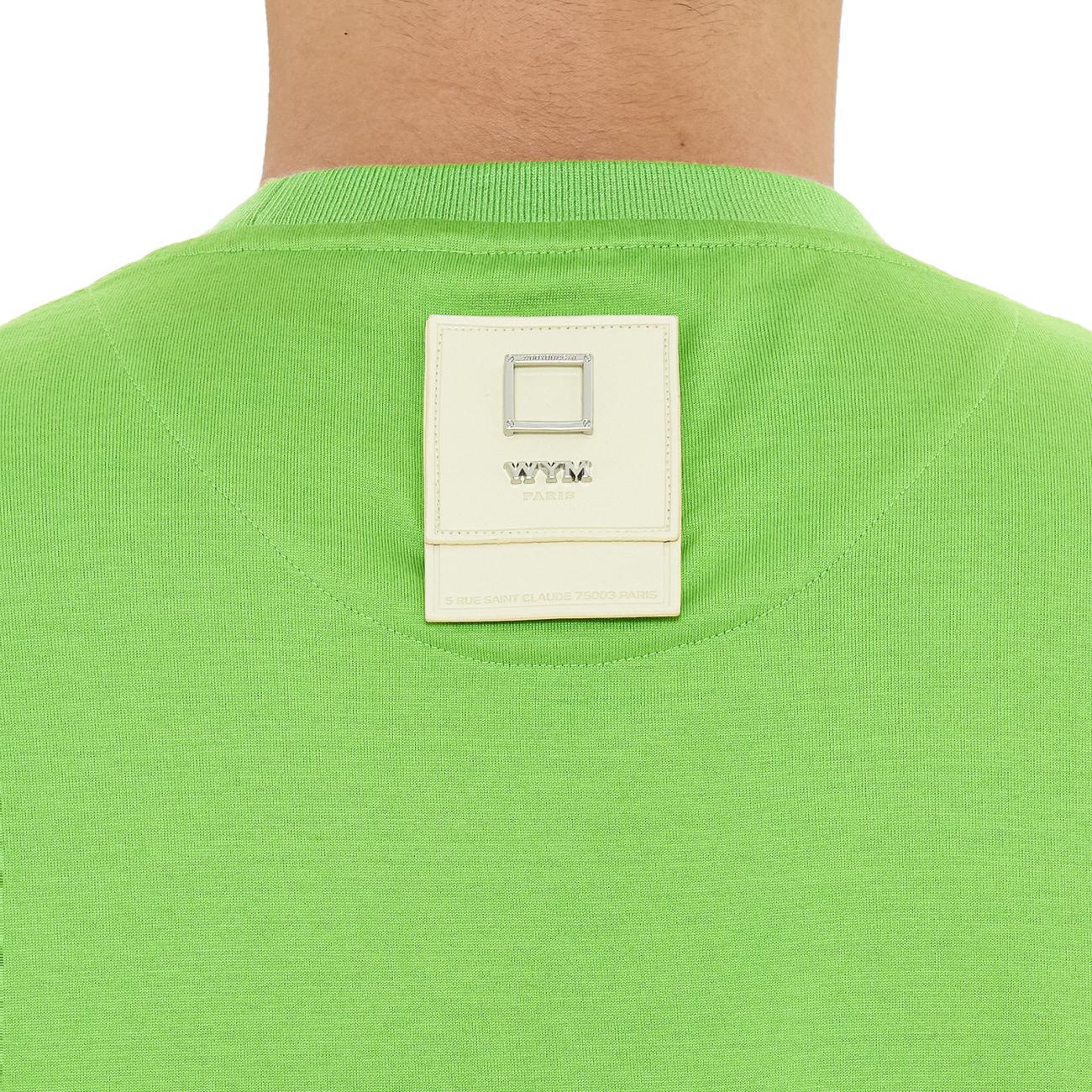 Green Cotton and Leather Patch T-shirt