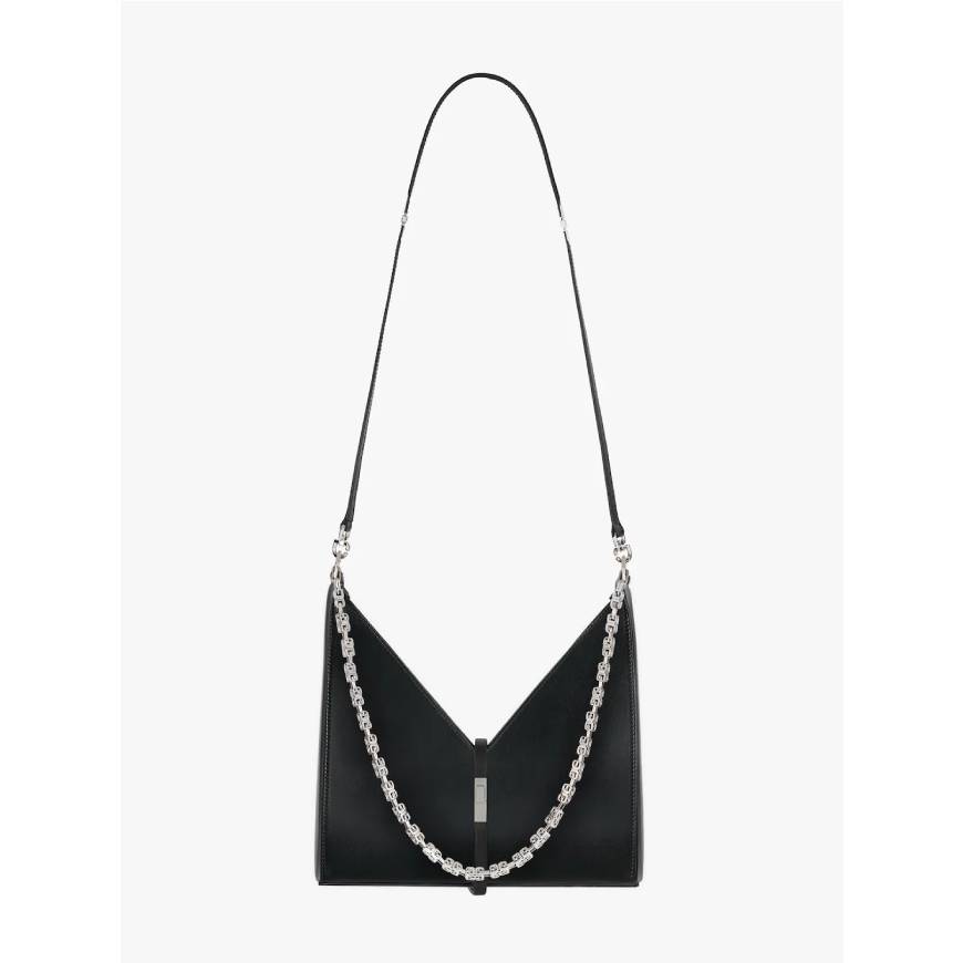 Small Cut Out bag in box leather with chain