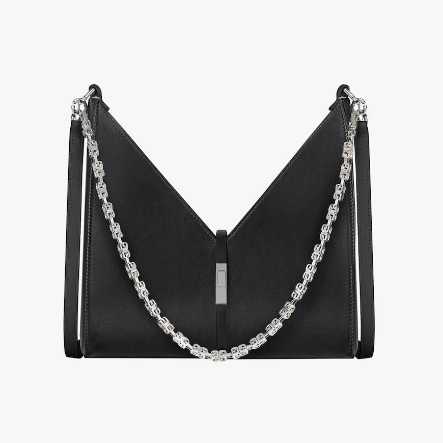 Small Cut Out bag in box leather with chain