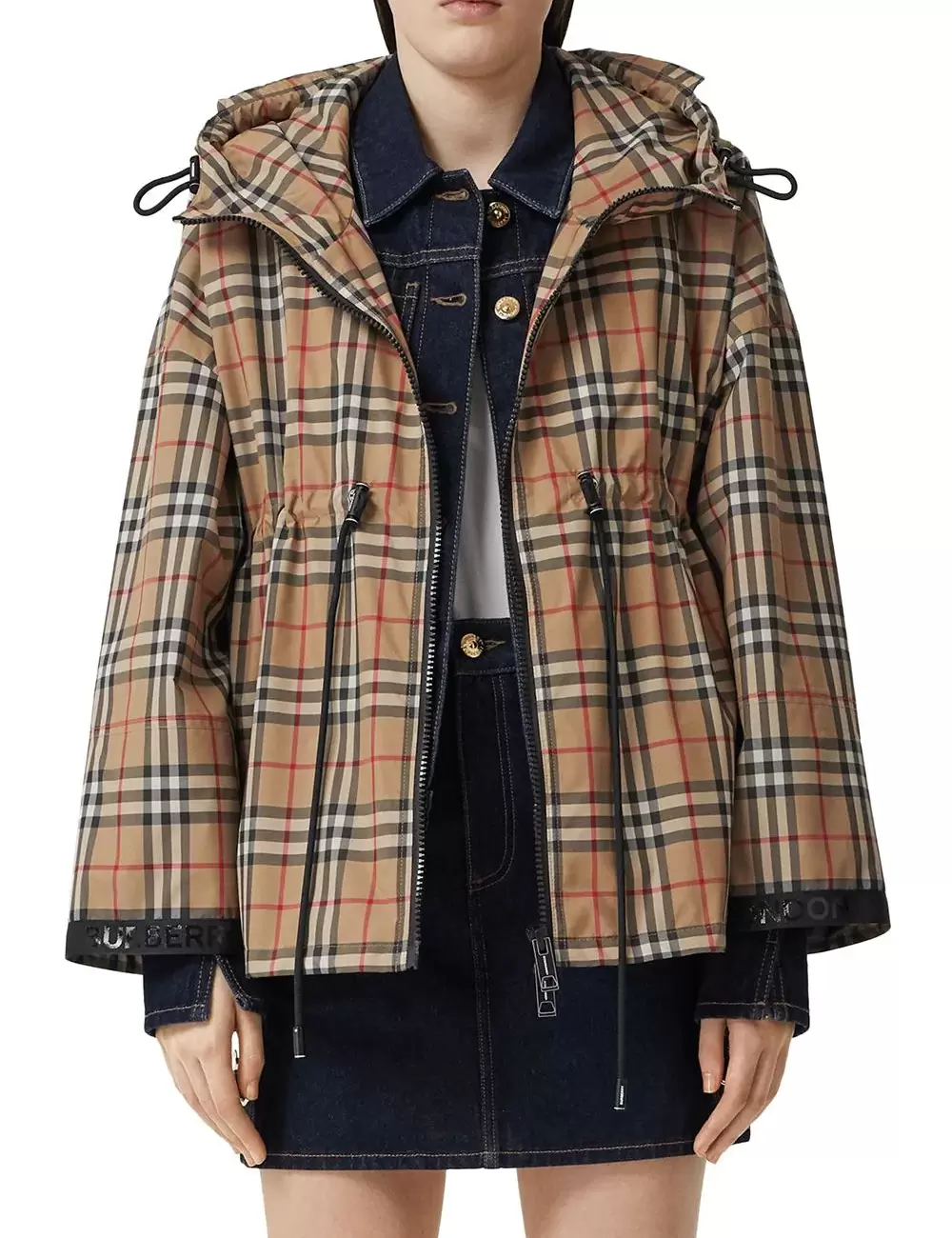 Burberry logo tape Vintage Check hooded jacket