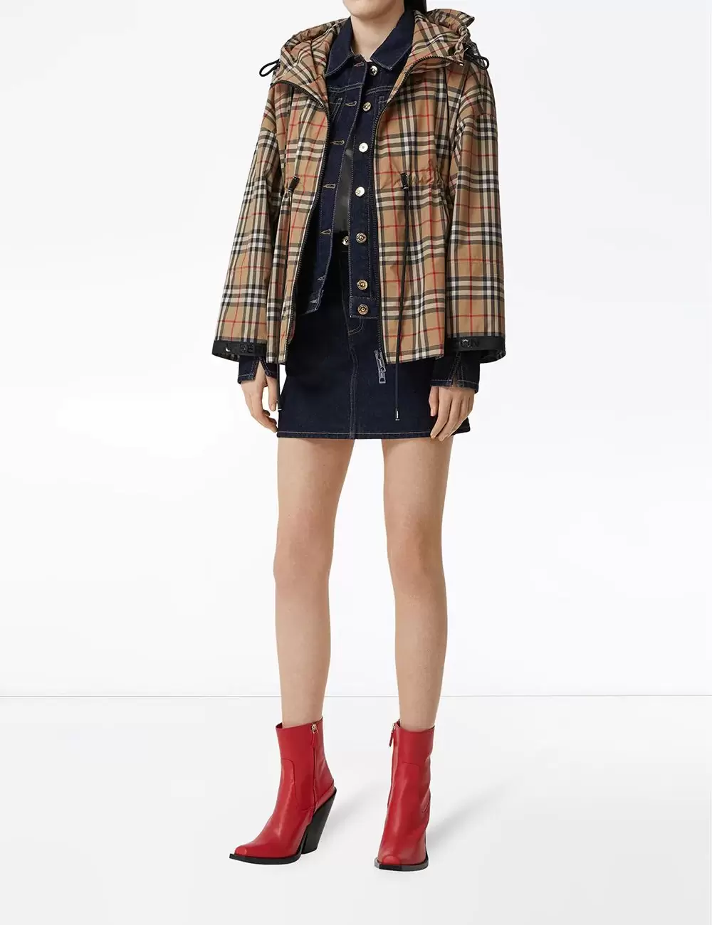 Burberry logo tape Vintage Check hooded jacket