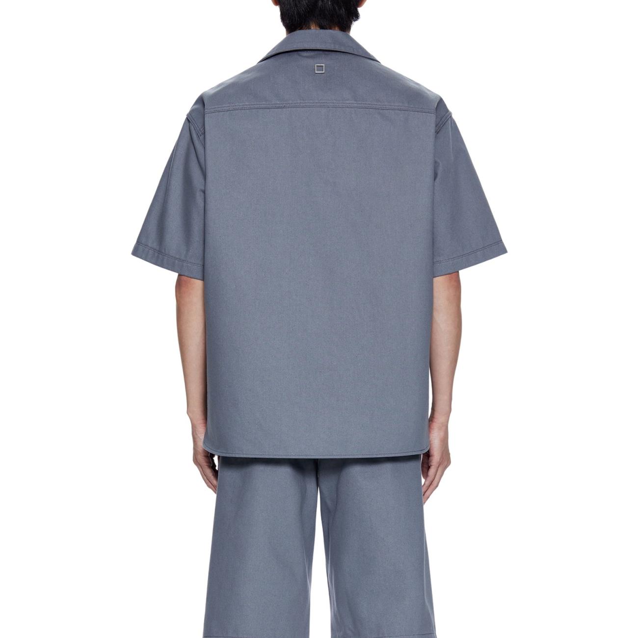 gray denim polo shirt