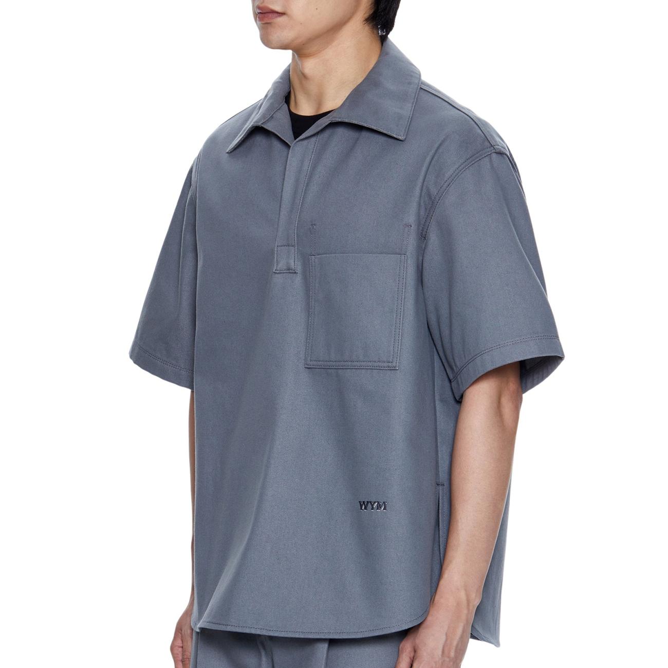 gray denim polo shirt