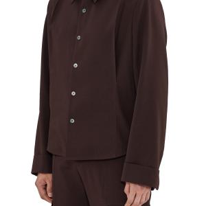 Brown Wool Pleated Shirt