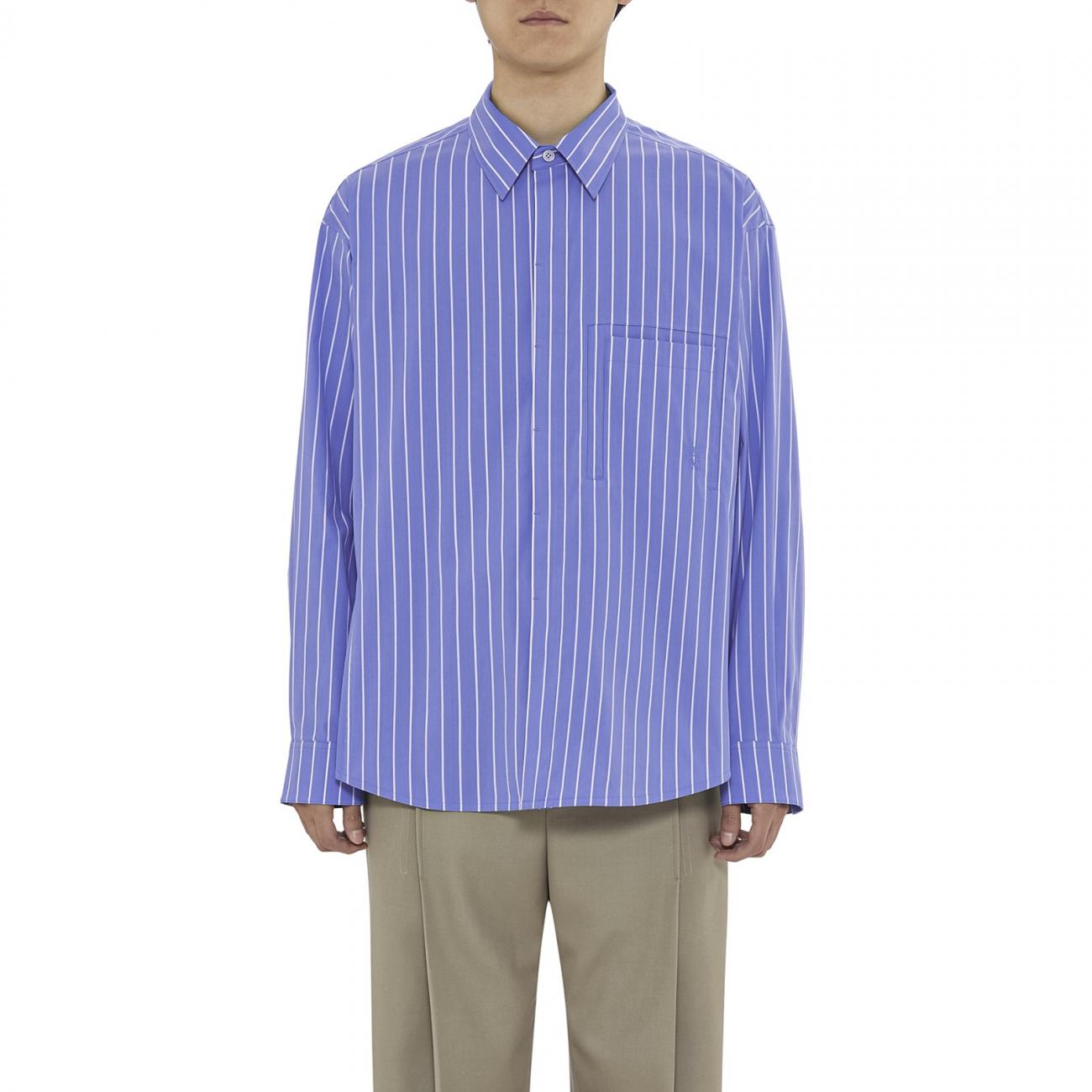 blue stripe embroidered detail shirt