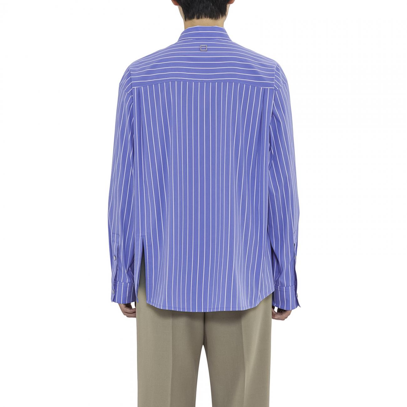 blue stripe embroidered detail shirt