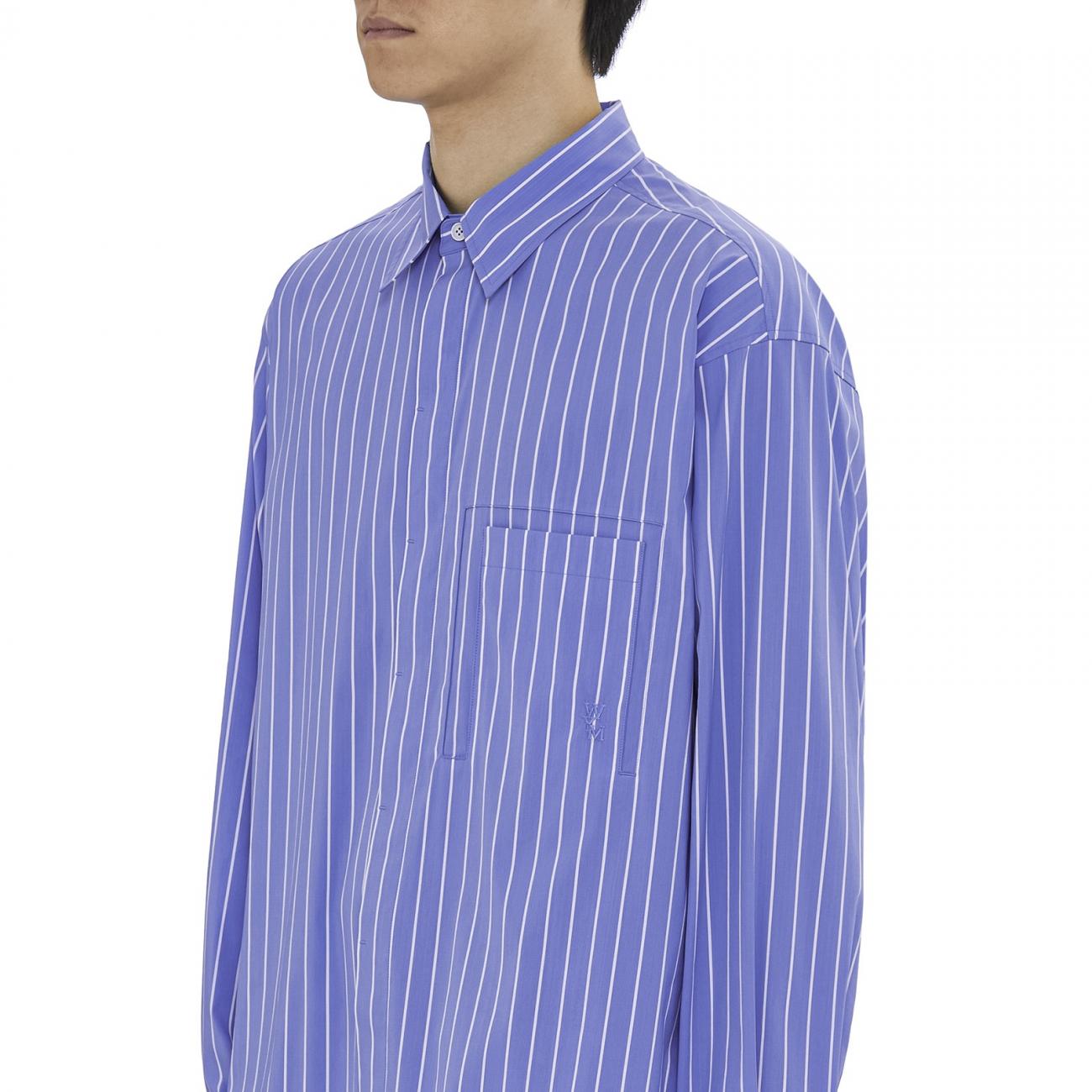blue stripe embroidered detail shirt