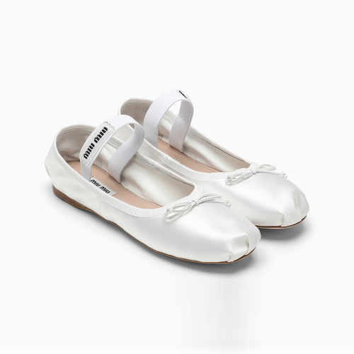 Satin ballerinas White