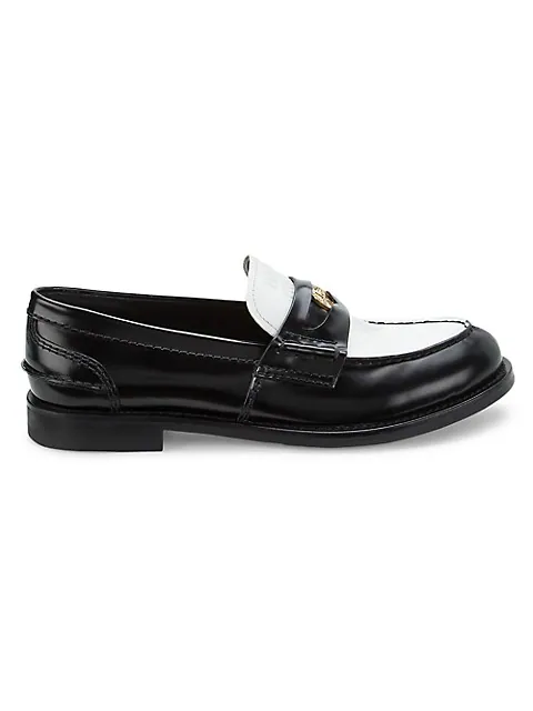 Leather penny loafers Black White