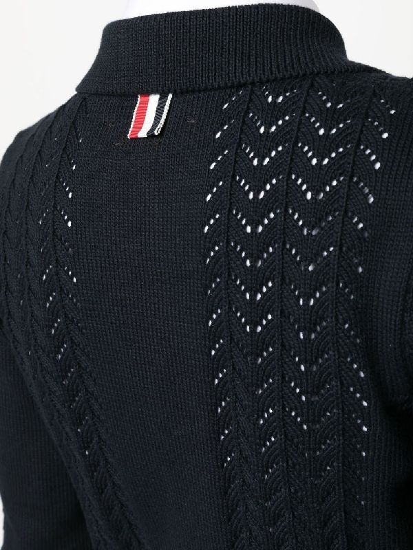 Cotton Pointel Crop Polo Cardigan