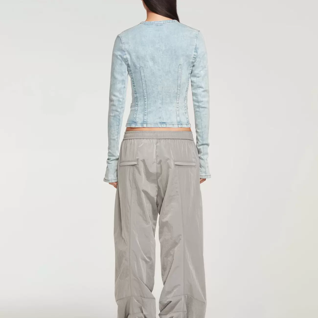 Fitted Paris' Best Zip Denim Jacket Ice Blue