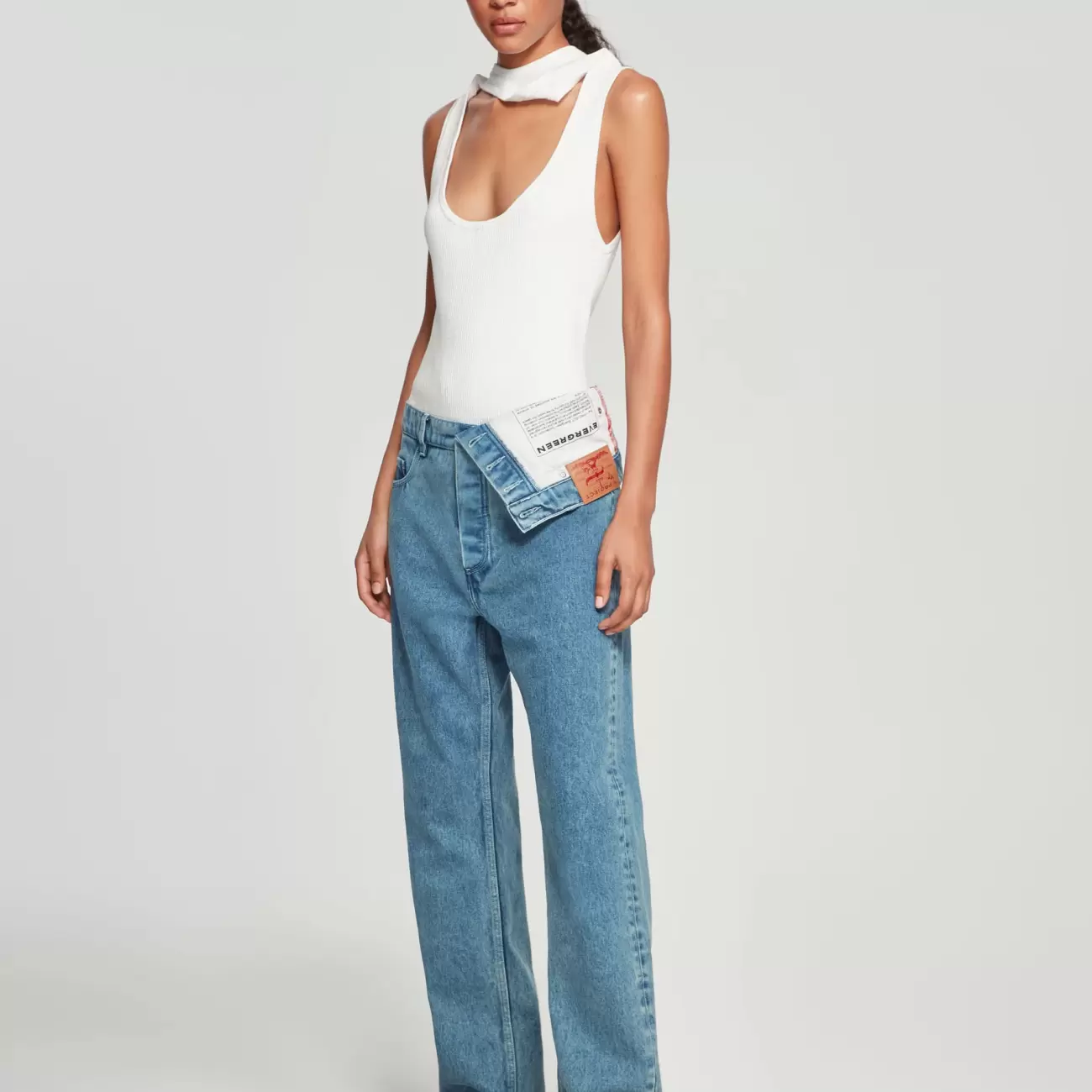 Classic Asymmetric Waist Jeans Female