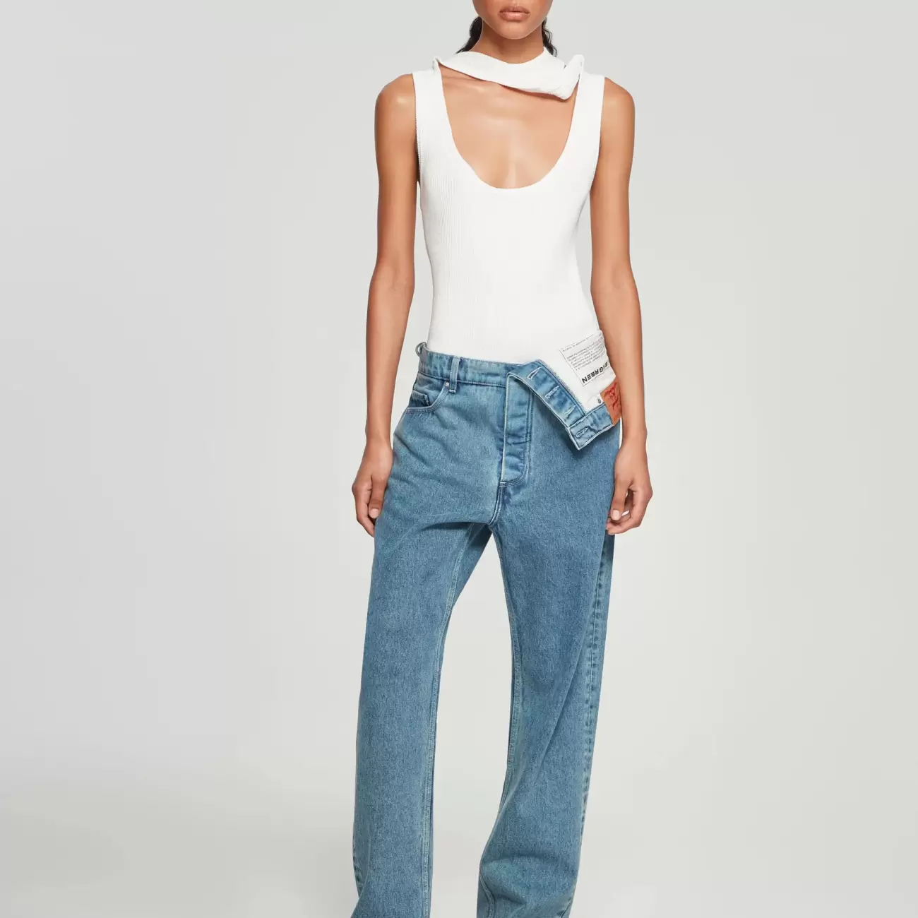Classic Asymmetric Waist Jeans Female