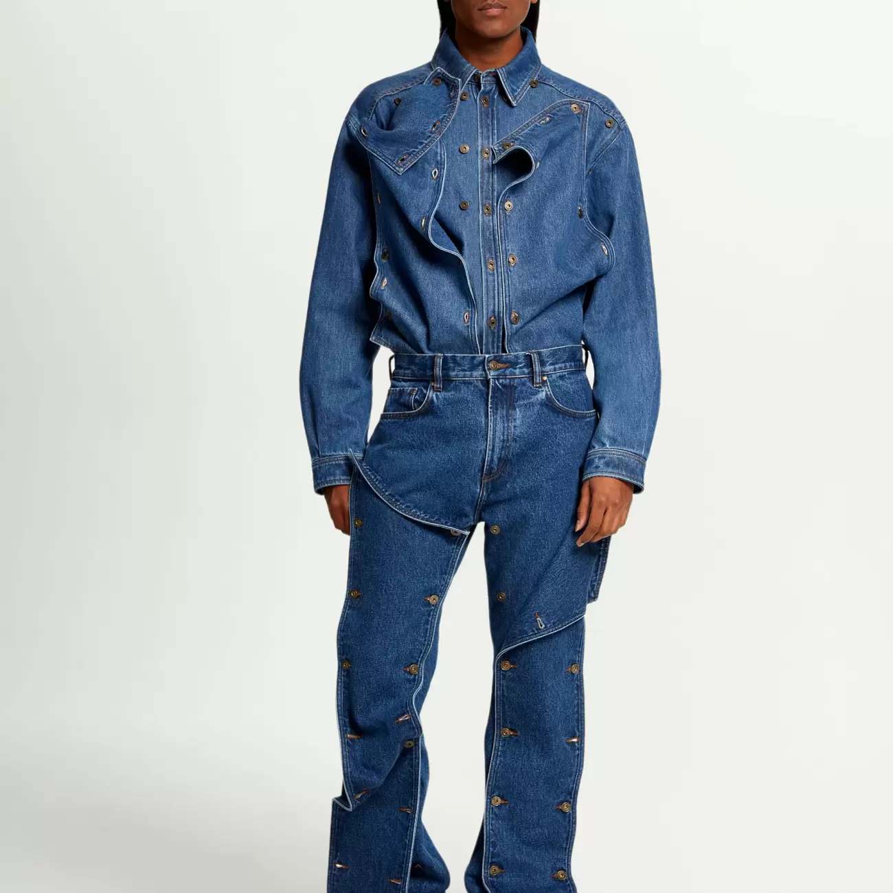 Classic Button Panel Jeans Navy