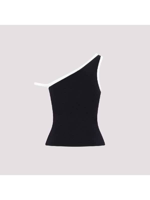 Logo asymmetric one-shoulder sleeveless