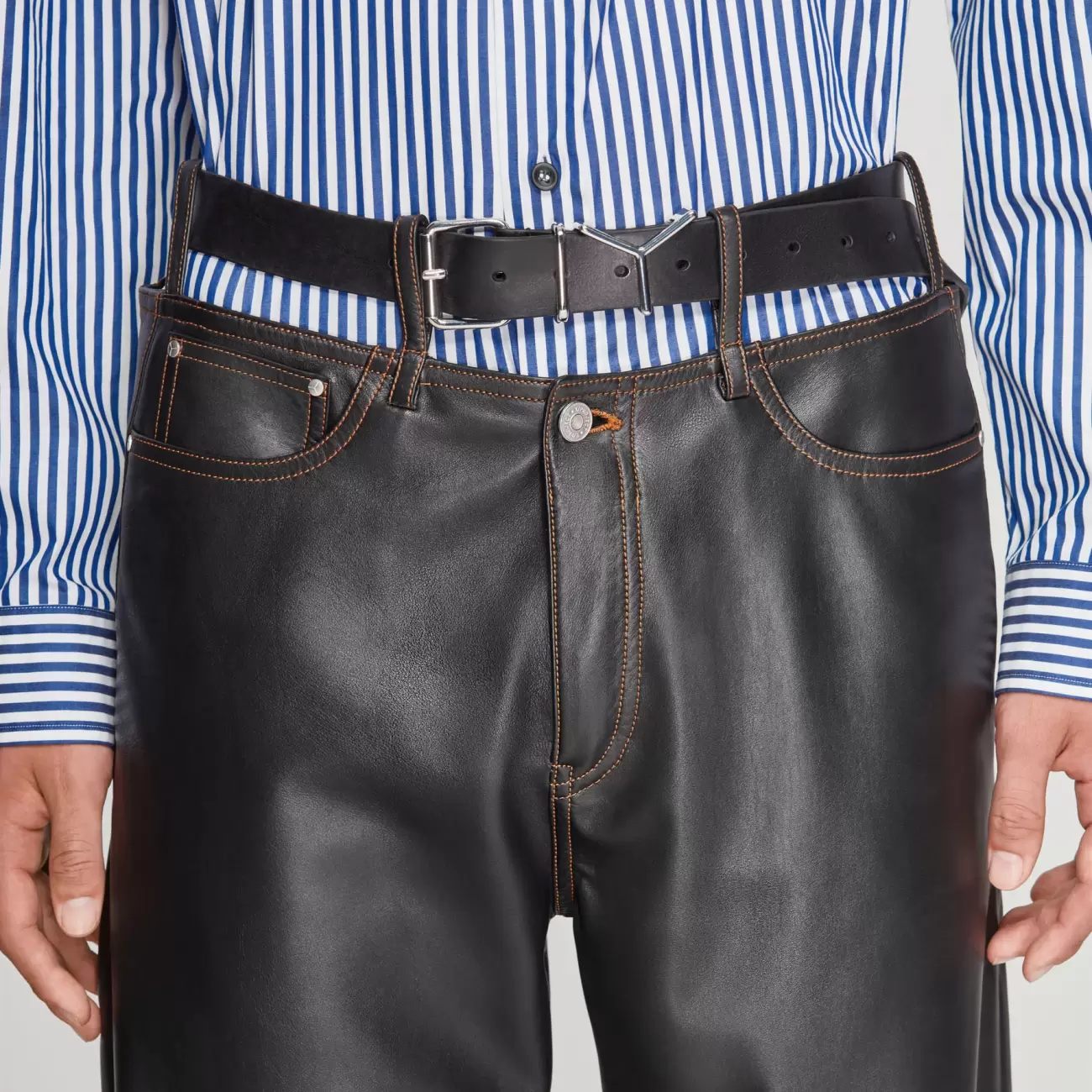Y Belt Leather Pants
