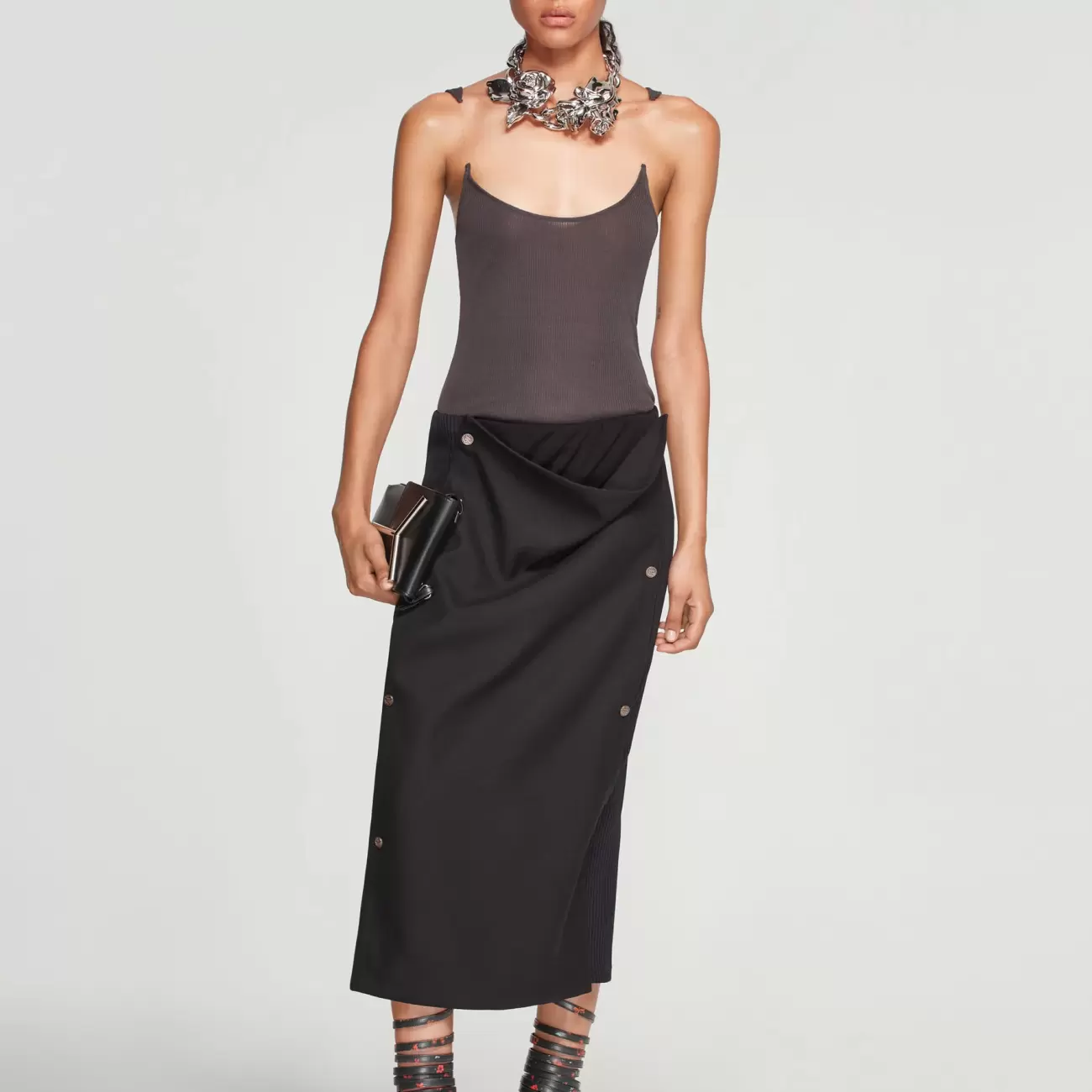 Snap Panel Maxi Skirt