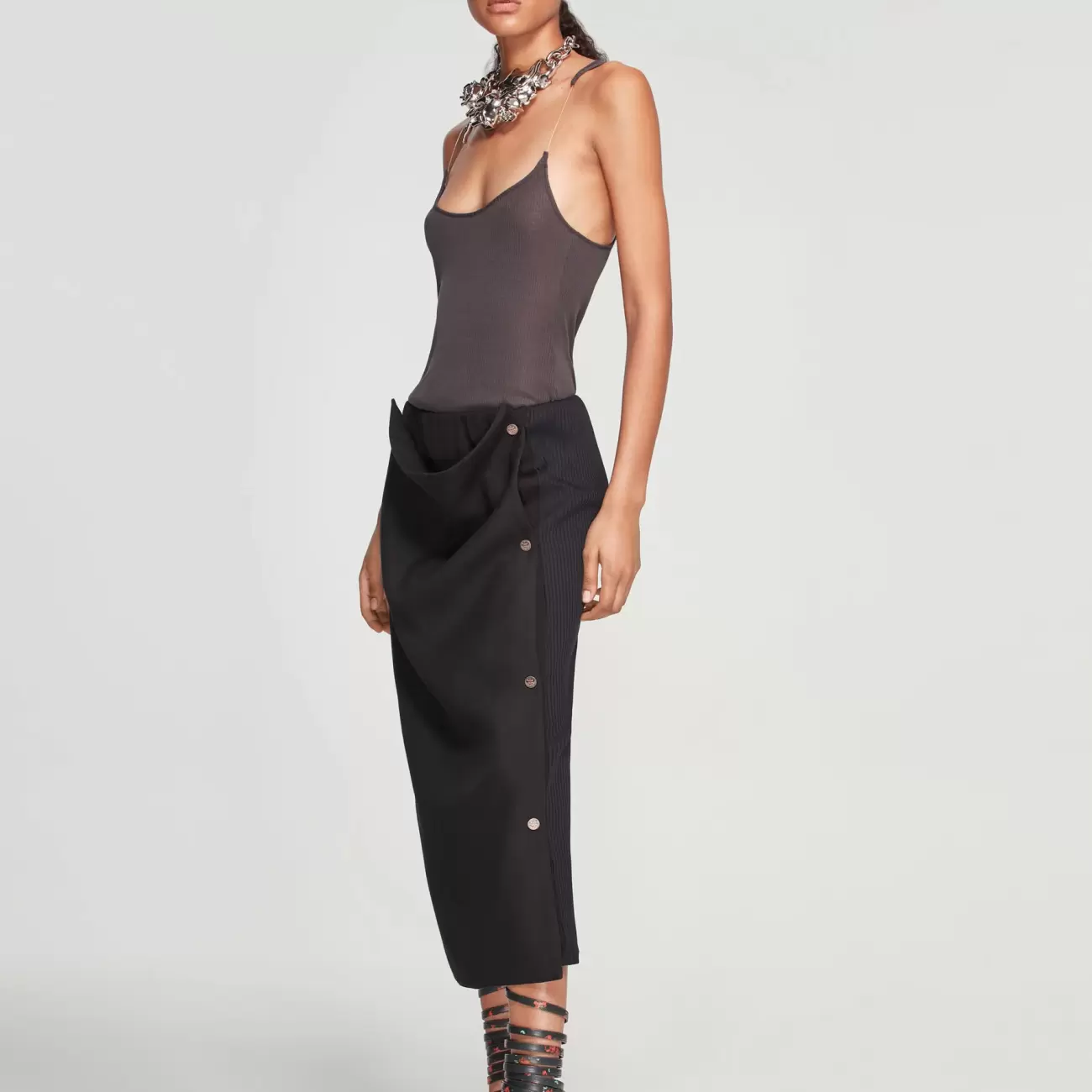 Snap Panel Maxi Skirt