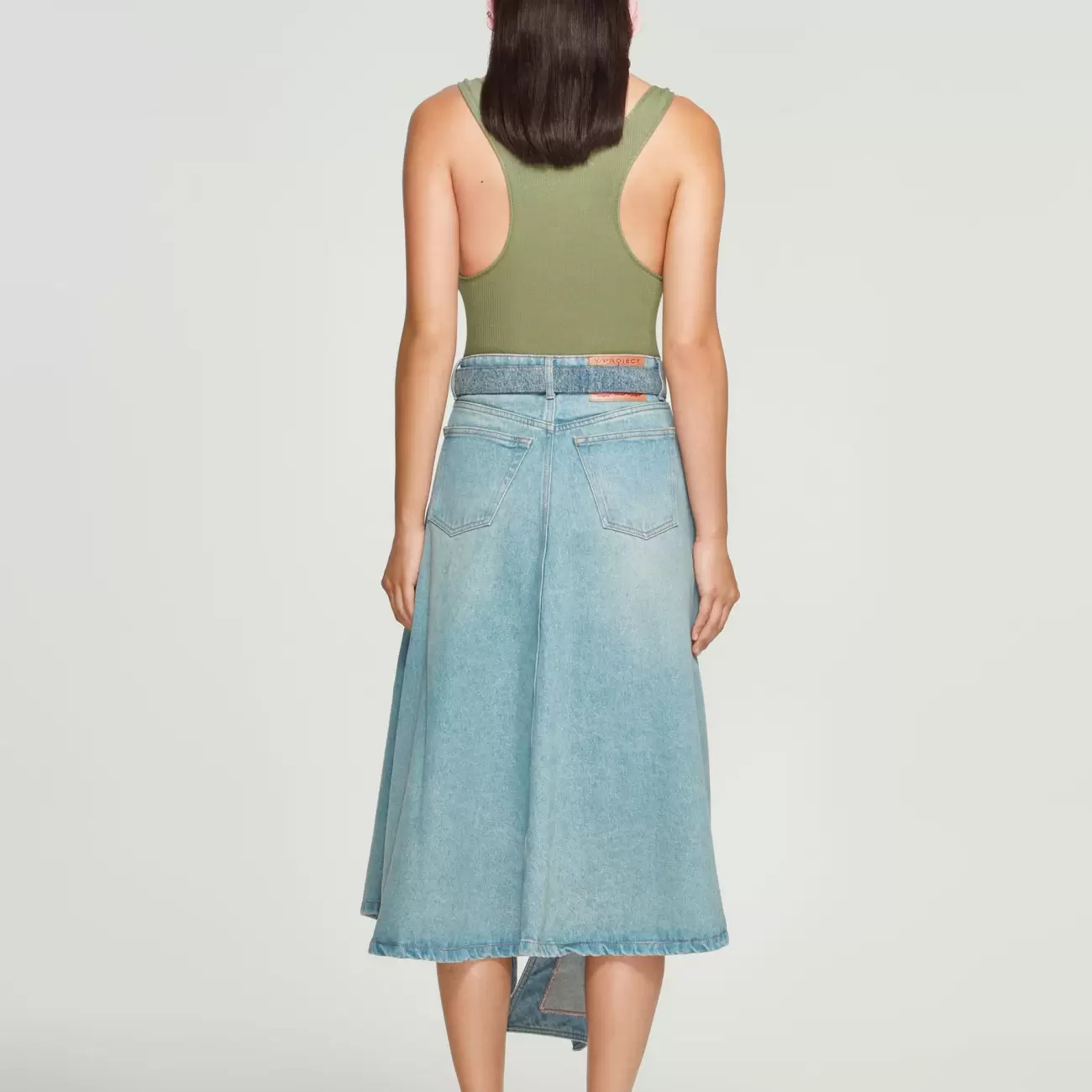 Cut Out Denim Skirt Ice Blue