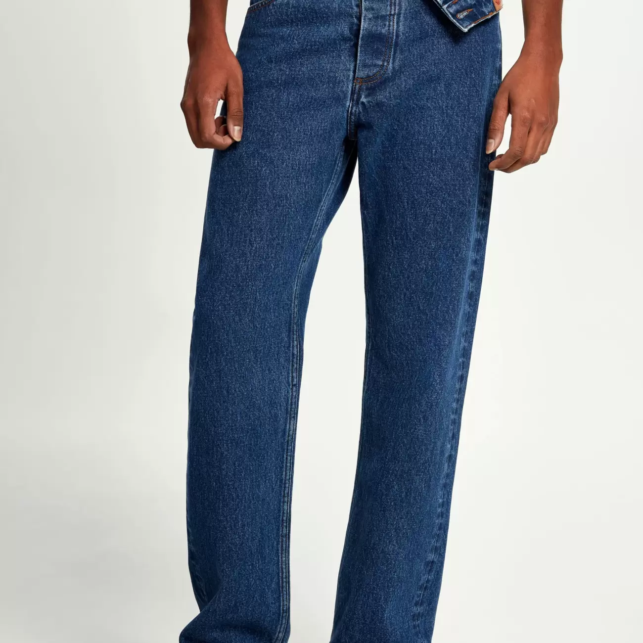 Classic Asymmetric Waist Jeans Navy Male