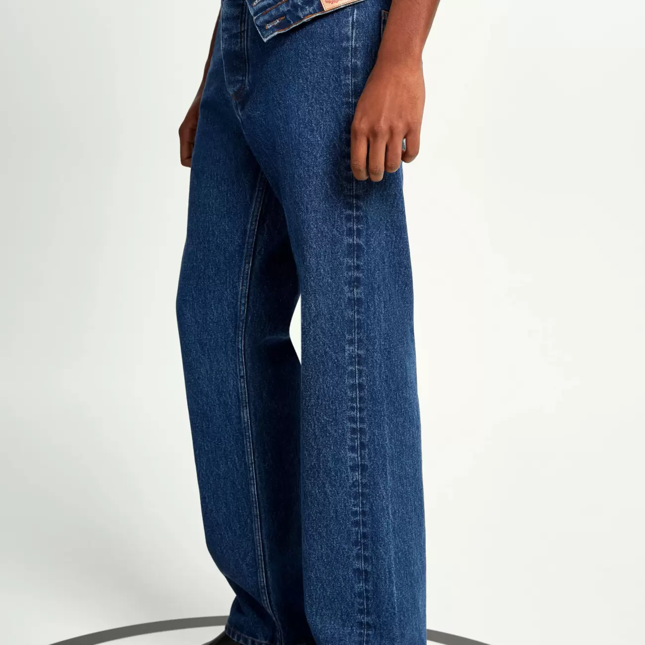 Classic Asymmetric Waist Jeans Navy Male