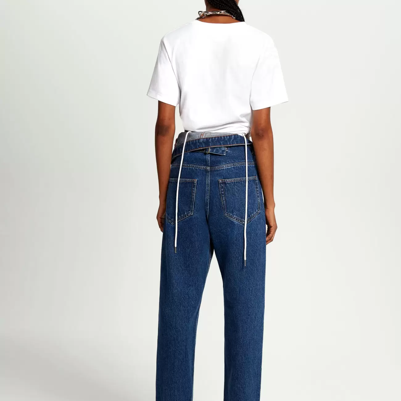 Classic Asymmetric Waist Jeans Navy Female