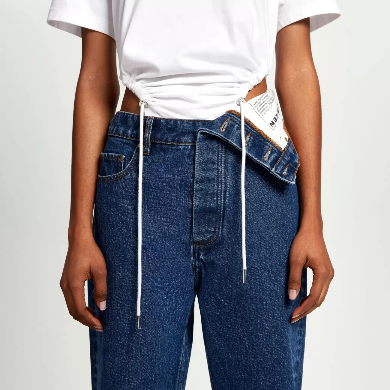 Classic Asymmetric Waist Jeans Navy Female