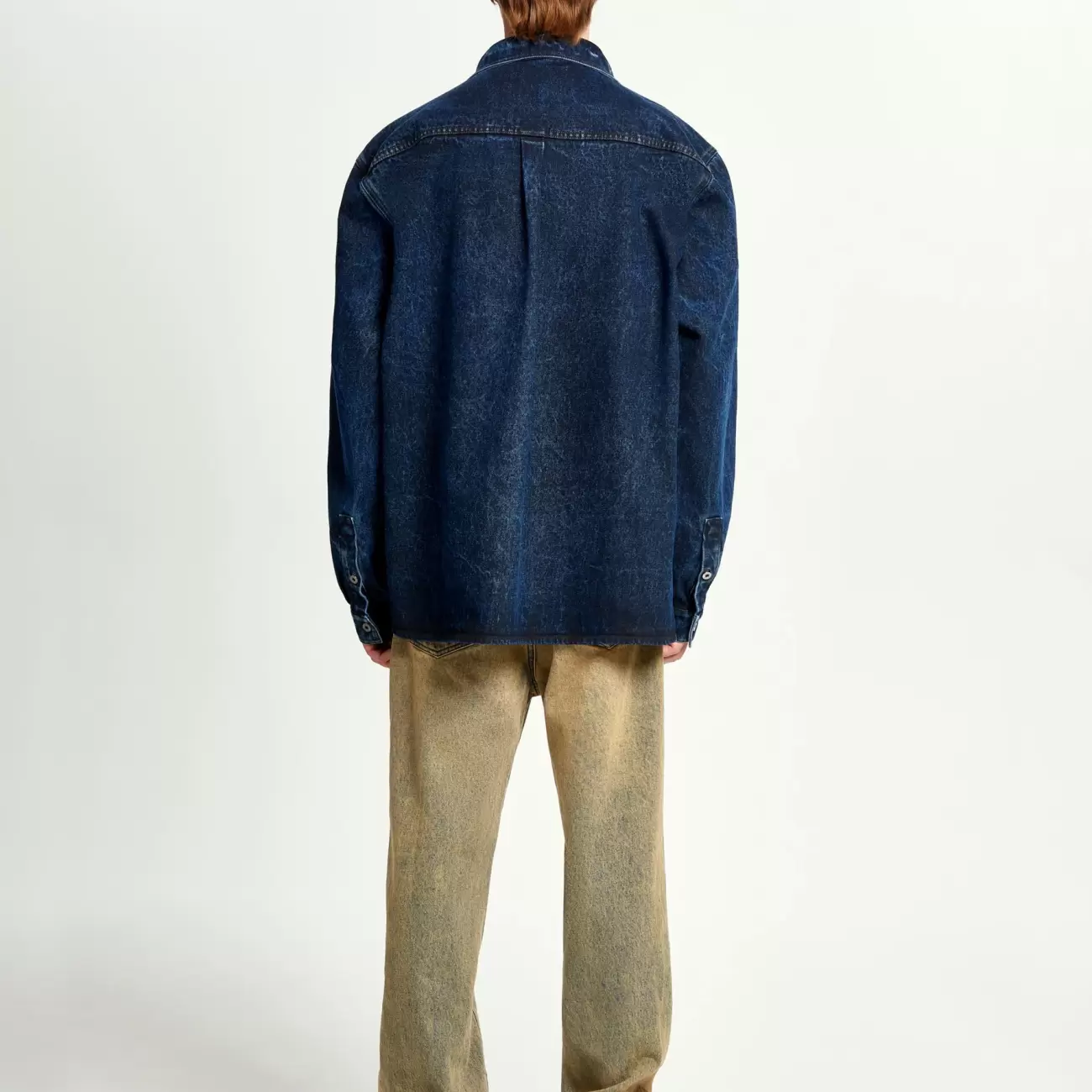 Pinched Logo Denim Shirt Male